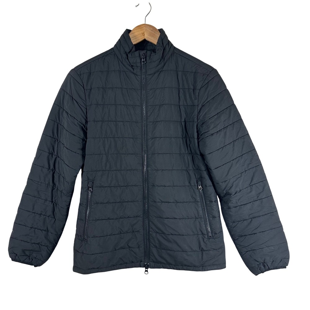 Club Monaco Mens Black Lightweight Quilted Puffer Jacket Mock Neck Size Small